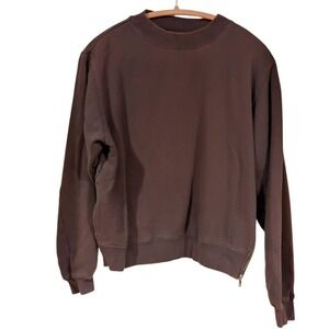 Assembly Label Brown Side Zip Cotton Crewneck‎ Sweatshirt Size 8 Mens